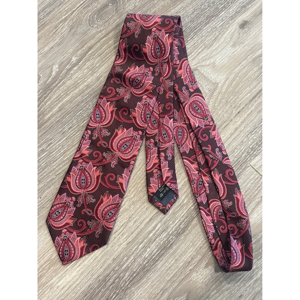 Ermenegildo Zegna Silk Tie Burgundy Red Paisley Floral Made in Italy Luxury